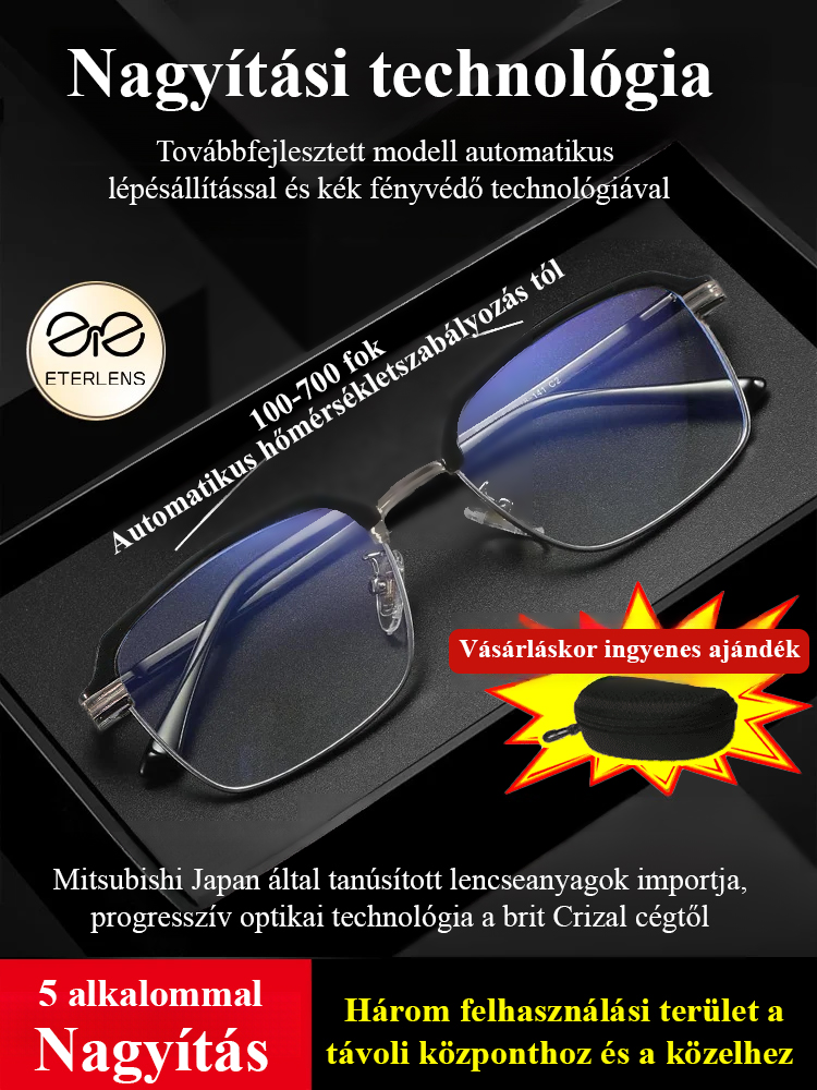 Fókuszváltós high-tech] Üzleti klasszikus olvasószemüveg