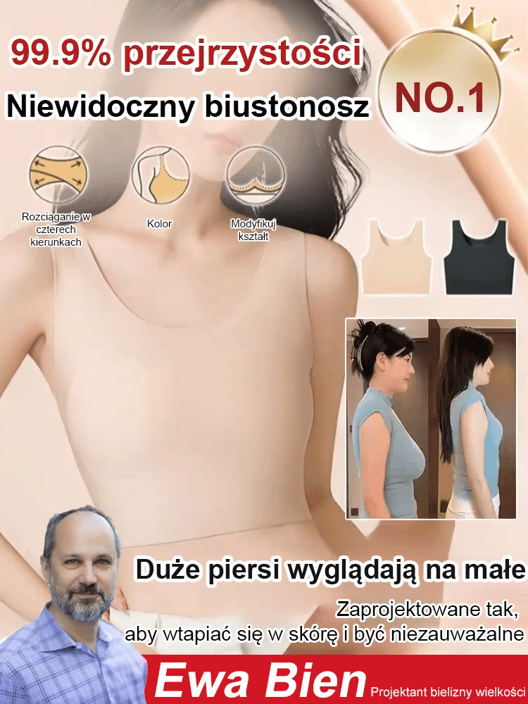 Niewidoczny biustonosz zmniejszający biust.