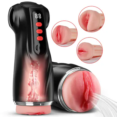 Medusa-3 Sleeves Pocket Pussy Penis Pump with 9 Sucking & 9 Vibrating Male Masturbator