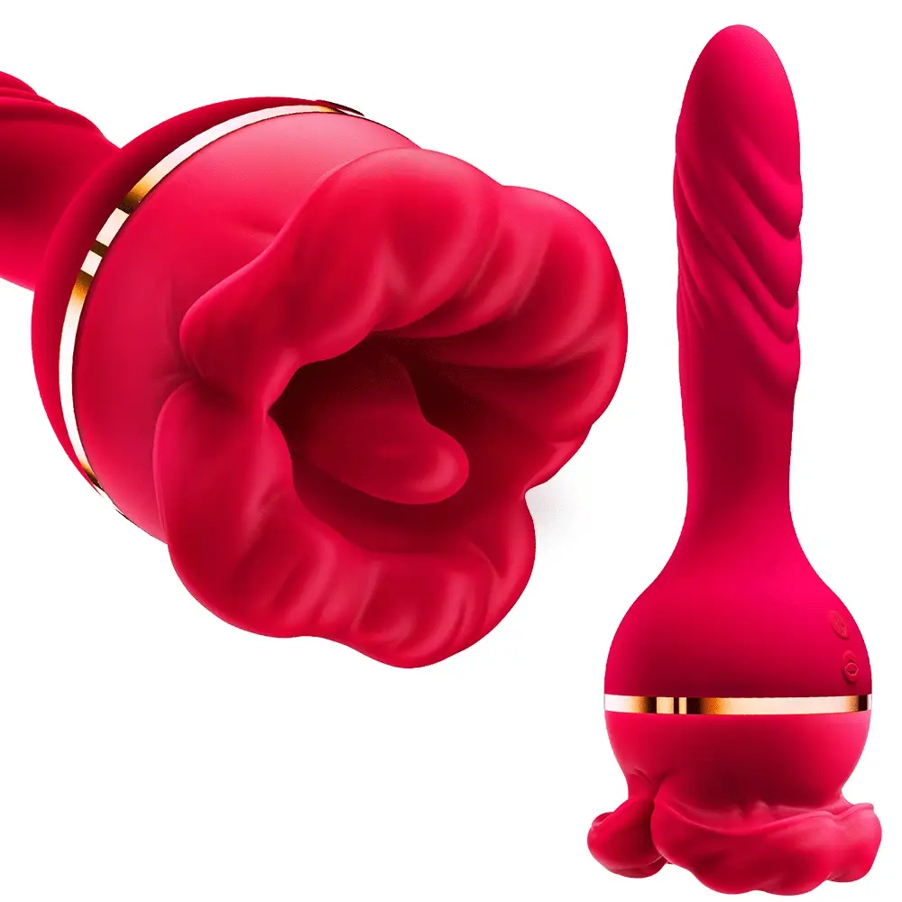 💥3-in-1 Vibrator Rose Sex Toy: Lecken, Stoßen, Vibrieren – Für Klitoris, G-Spot & Afterlust🌹