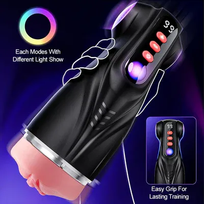 Medusa-3 Sleeves Pocket Pussy Penis Pump with 9 Sucking & 9 Vibrating Male Masturbator