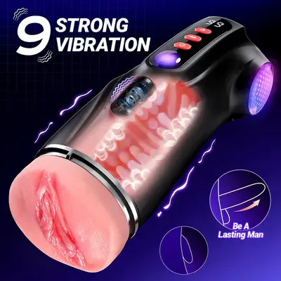 Medusa-3 Sleeves Pocket Pussy Penis Pump with 9 Sucking & 9 Vibrating Male Masturbator