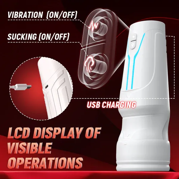 👑👑Soren City Lights Red Sucking Mouth Vibrating Male Stroker