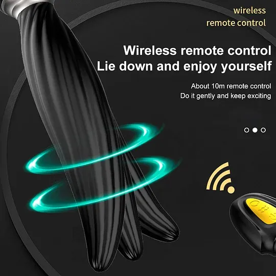 👑7 Vibrating & 7 Head Rotating Remote Prostate Anal Butt Plug