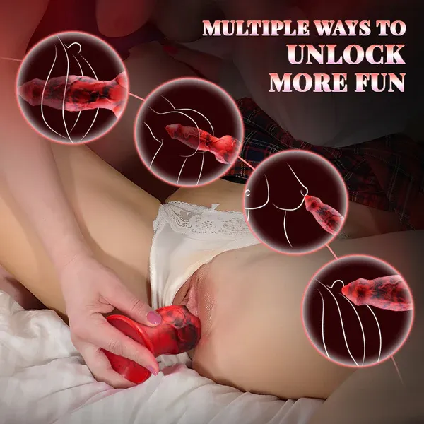 👑Heating 8 Telescopic Vibrations Knotted Beastly Dildo💖