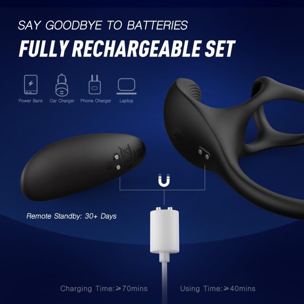 💥BIG-SALE😍99 Speed-controlled anal plug vibrator, testicular massage penile ring vibrator