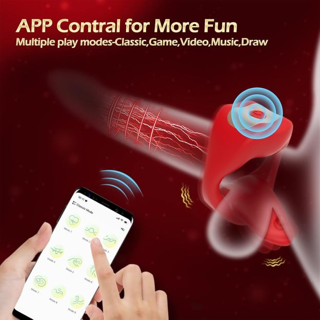 💥App Remote Control Tongue-licking & Vibrating Penis Ring