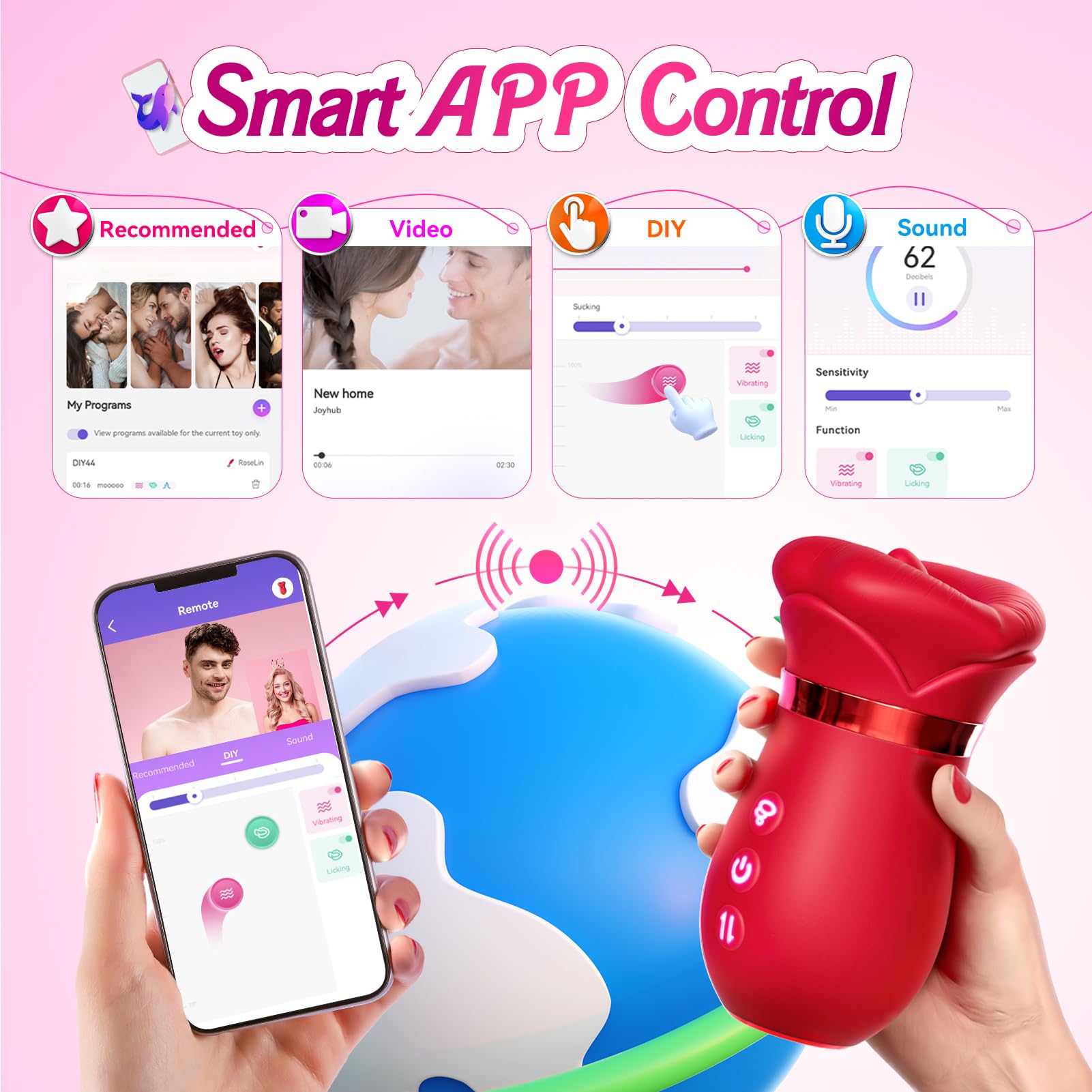 5IN1 oral suction vibrator rose sex toys,