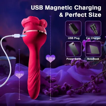 💥3-in-1 Vibrator Rose Sex Toy: Lecken, Stoßen, Vibrieren – Für Klitoris, G-Spot & Afterlust🌹