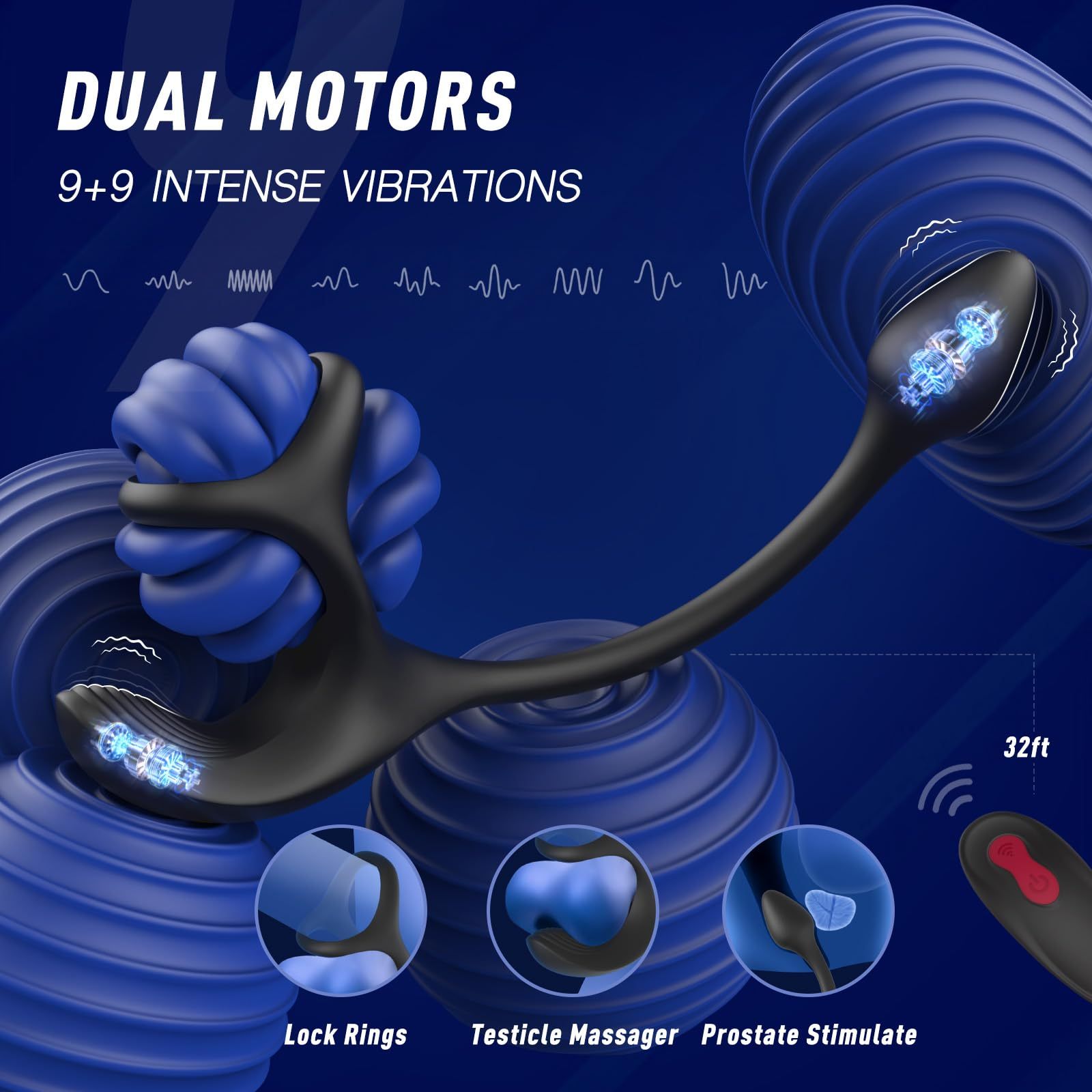 💥BIG-SALE😍99 Speed-controlled anal plug vibrator, testicular massage penile ring vibrator