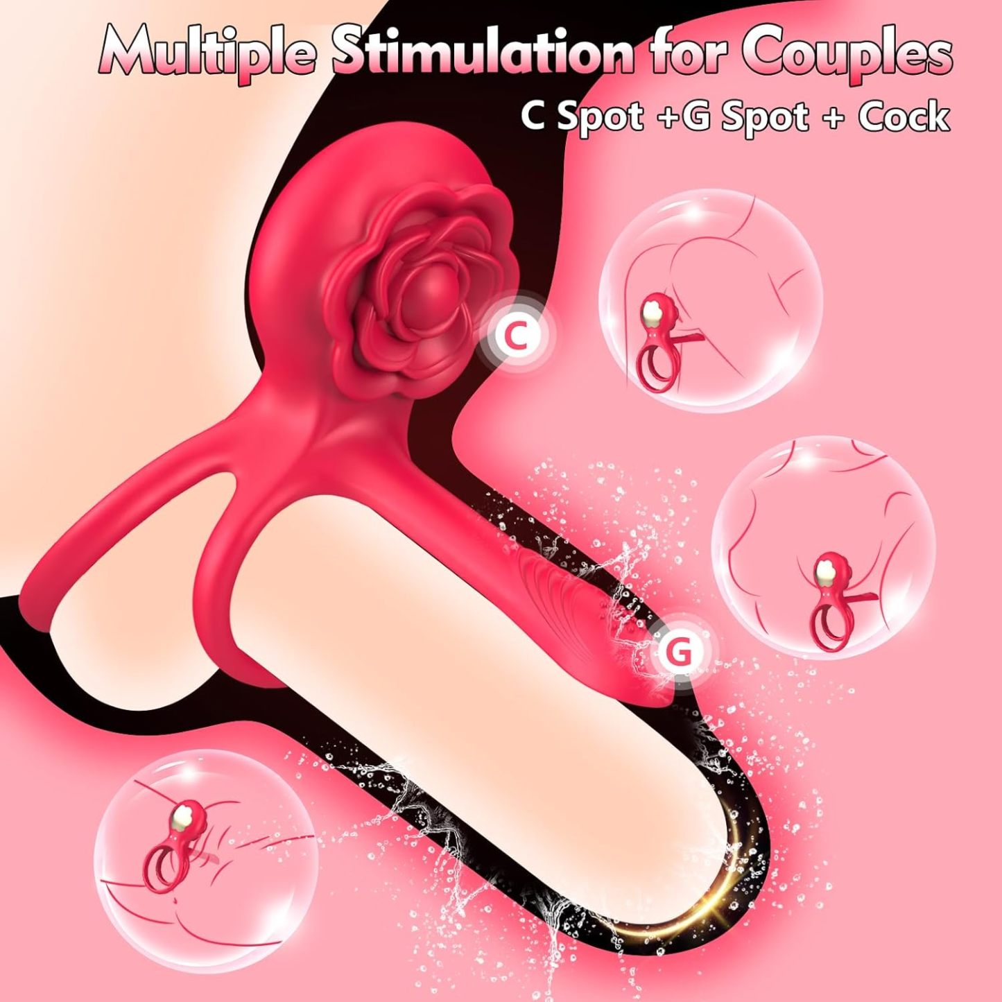 💥2024 Couples Carnival Series-👑Double penis ring adult rose toy