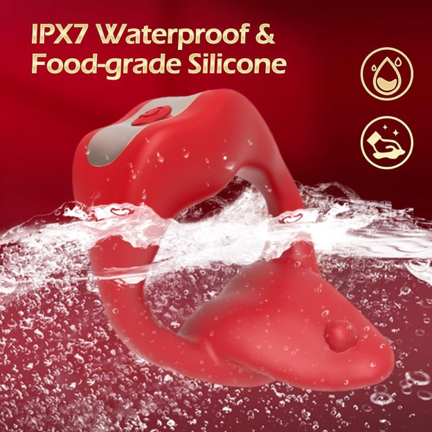 💥App Remote Control Tongue-licking & Vibrating Penis Ring