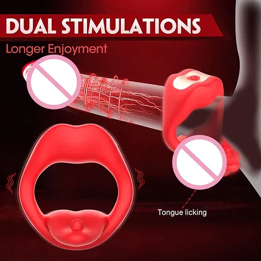 💥App Remote Control Tongue-licking & Vibrating Penis Ring
