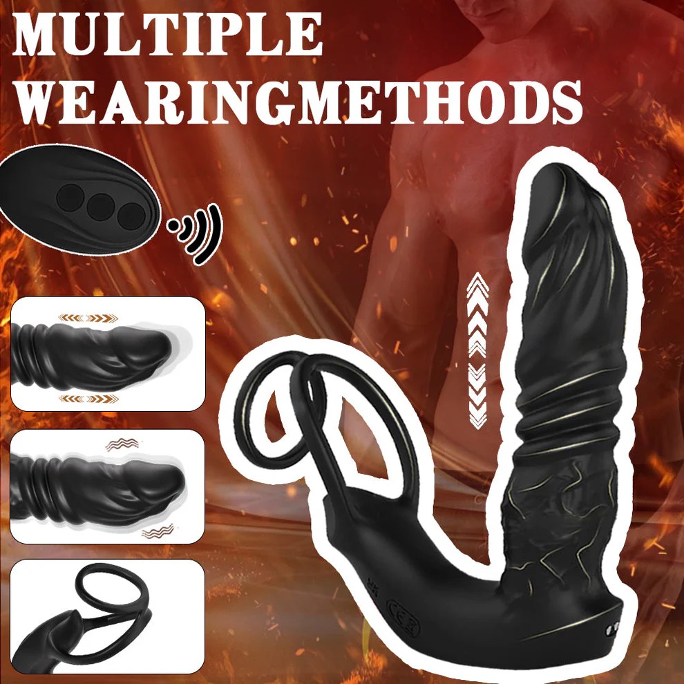 🔥BIG-SALE😍MKDOTE™ Bluetooth App Control 9 Vibrating Thrusting Dual Ring Prostate Massager