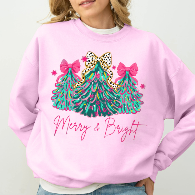 🎄“Merry & Bright” Festive Christmas Tree Sweatshirt(BUY 2 FREE SHIPPING)