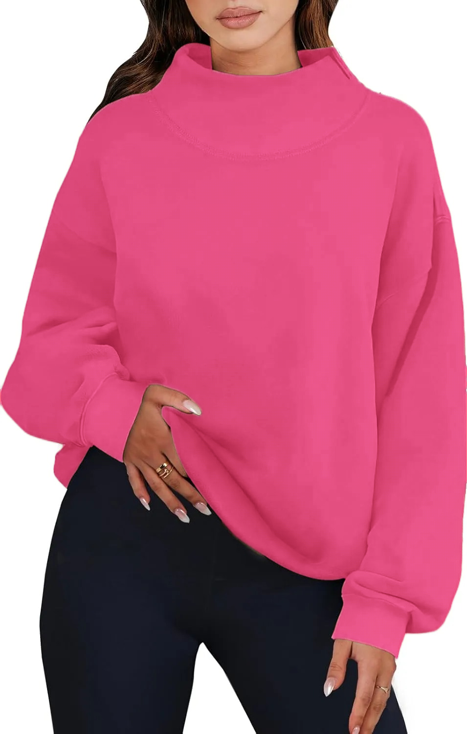 Womens Oversized Sweatshirts Turtleneck Pullover Long Sleeve Hoodies Tops（BUY 2 FREE SHIPPING)