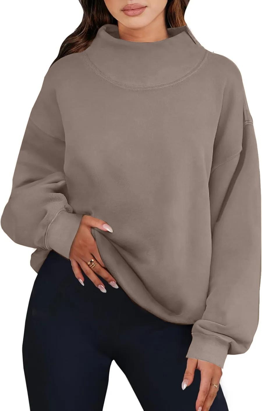 Womens Oversized Sweatshirts Turtleneck Pullover Long Sleeve Hoodies Tops（BUY 2 FREE SHIPPING)