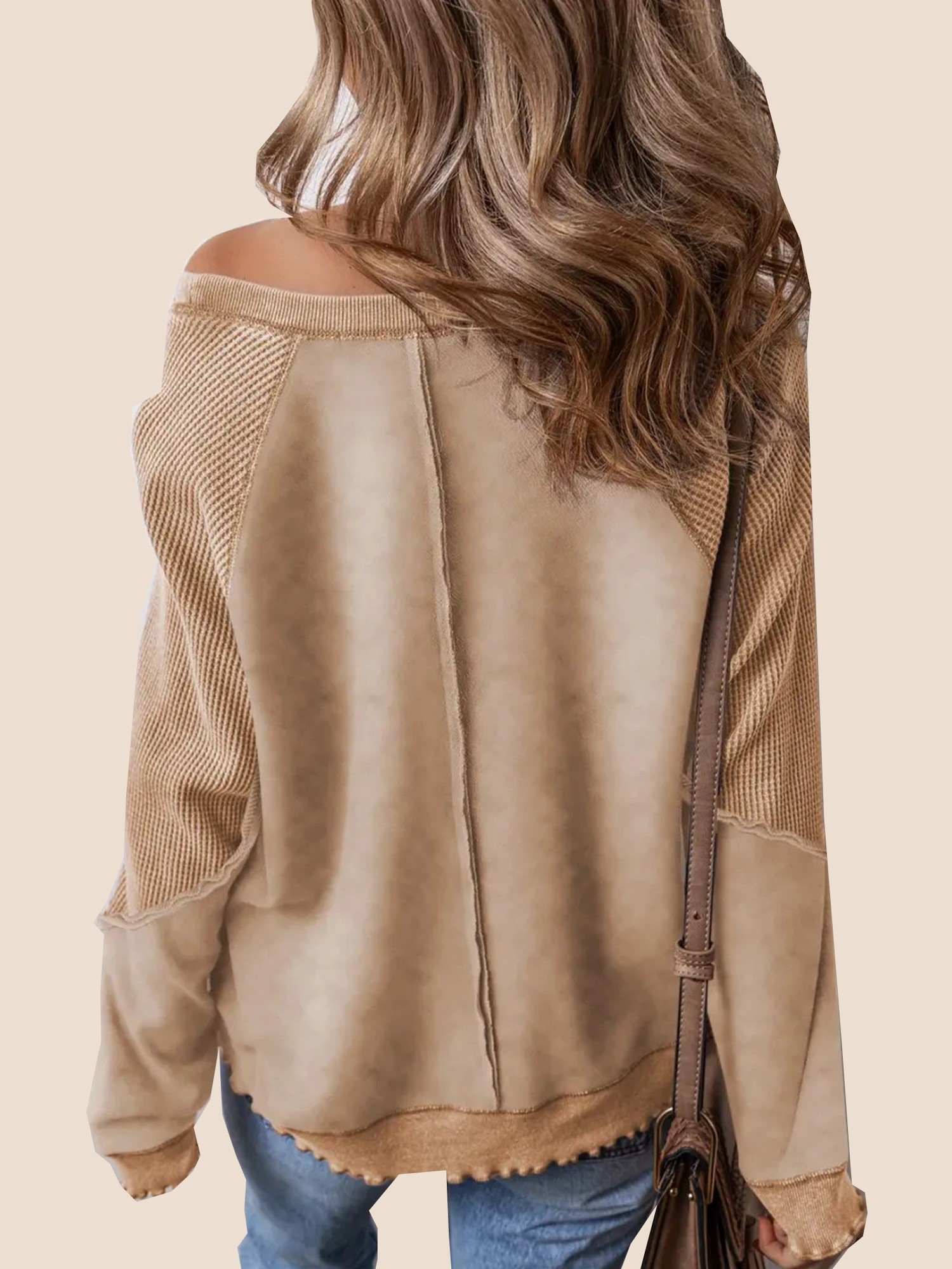 Women's  Reverse Seam Waffle Knit Sweatshirt (Buy 2 Free Shipping)