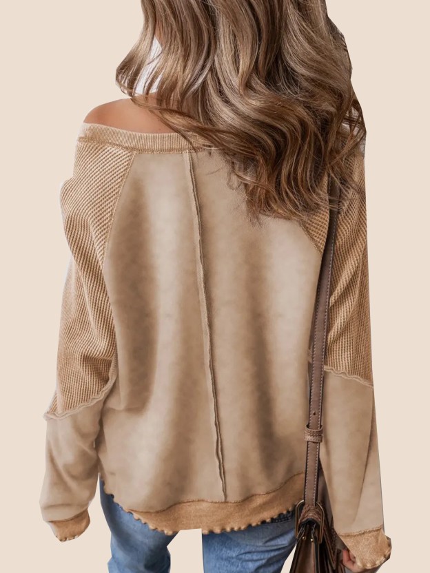 Women's  Reverse Seam Waffle Knit Sweatshirt (Buy 2 Free Shipping)