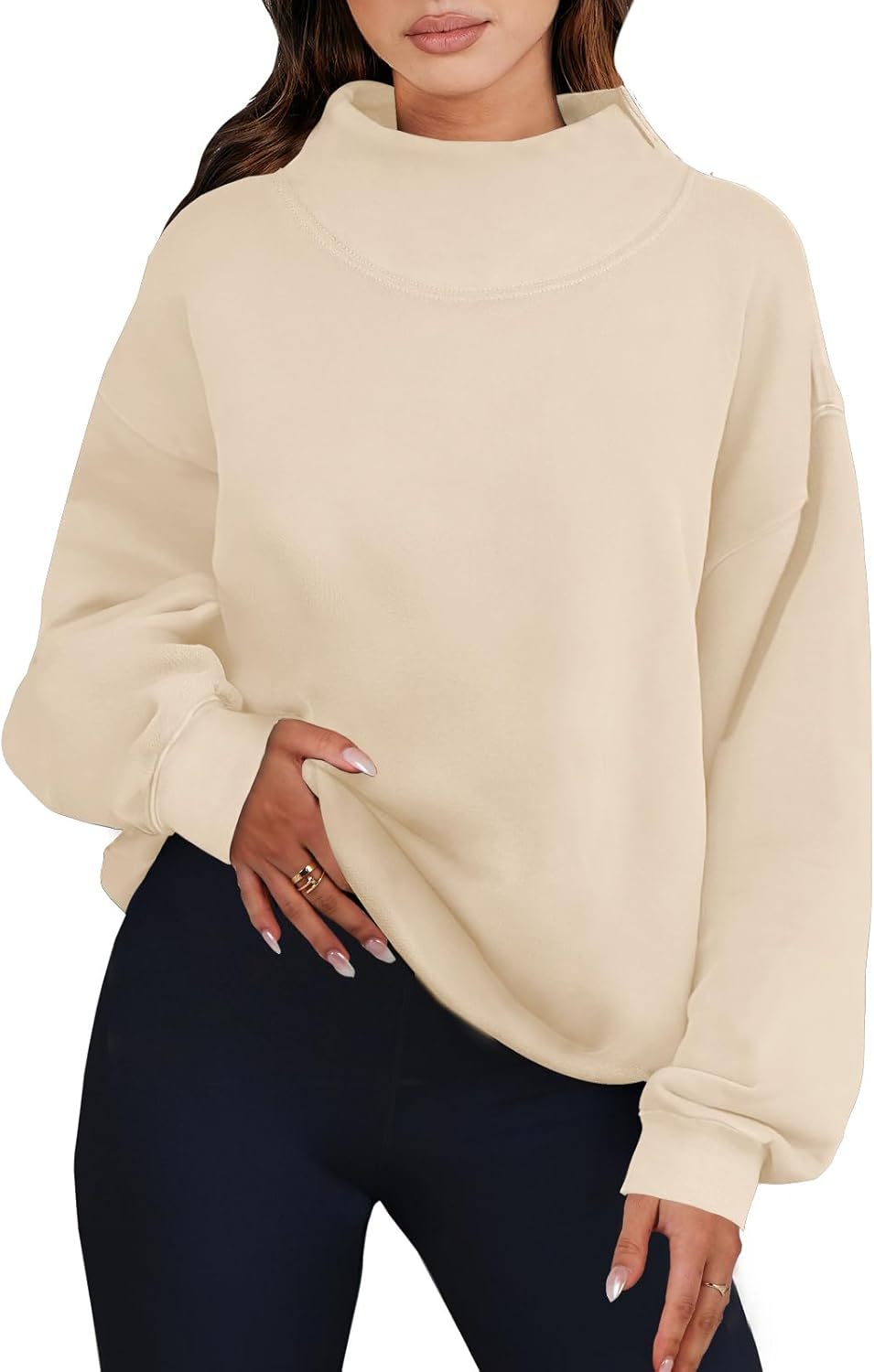 Womens Oversized Sweatshirts Turtleneck Pullover Long Sleeve Hoodies Tops（BUY 2 FREE SHIPPING)