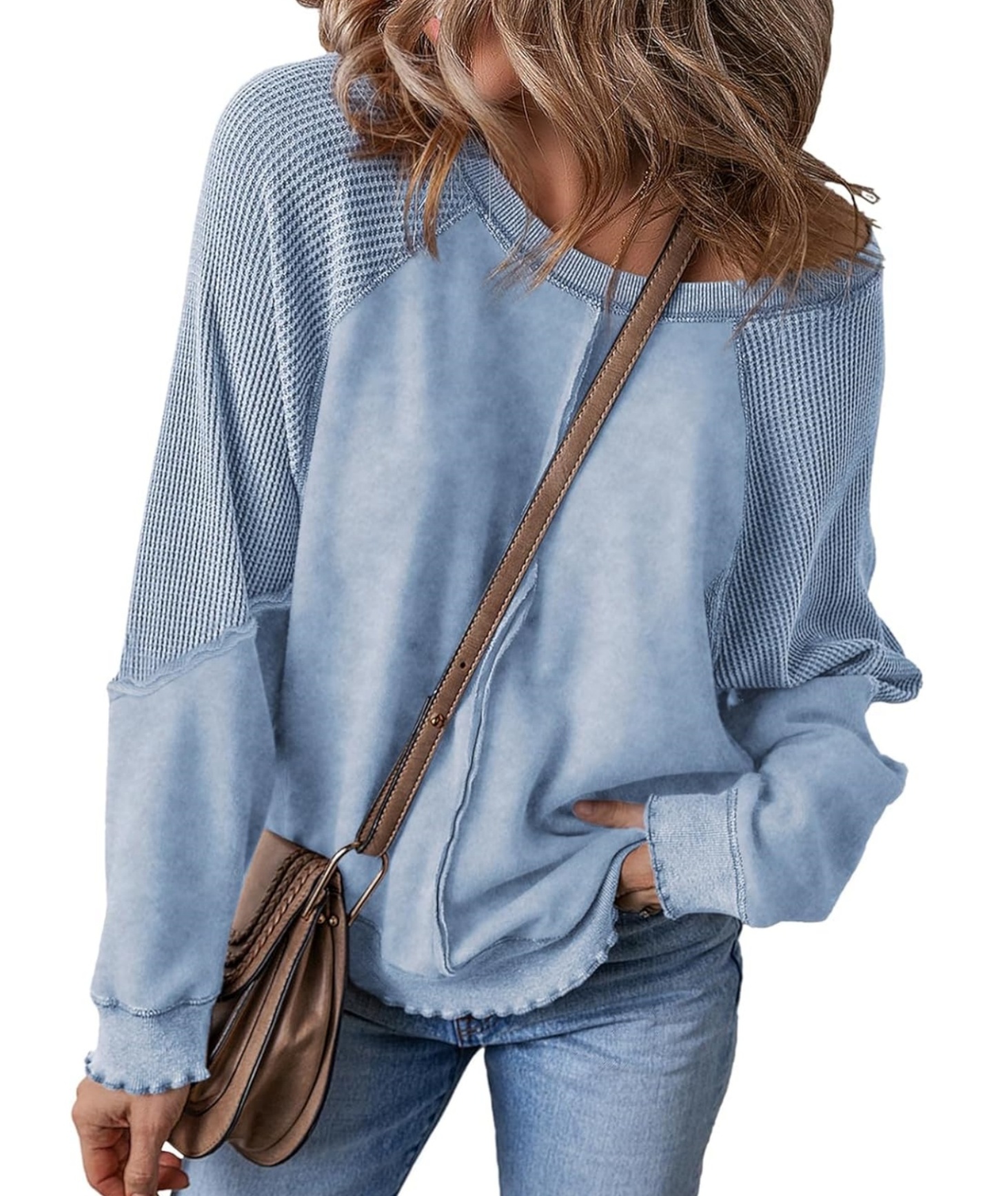 ✨Women's  Reverse Seam Fashion Waffle Knit Sweatshirt (Buy 2 Free Shipping)