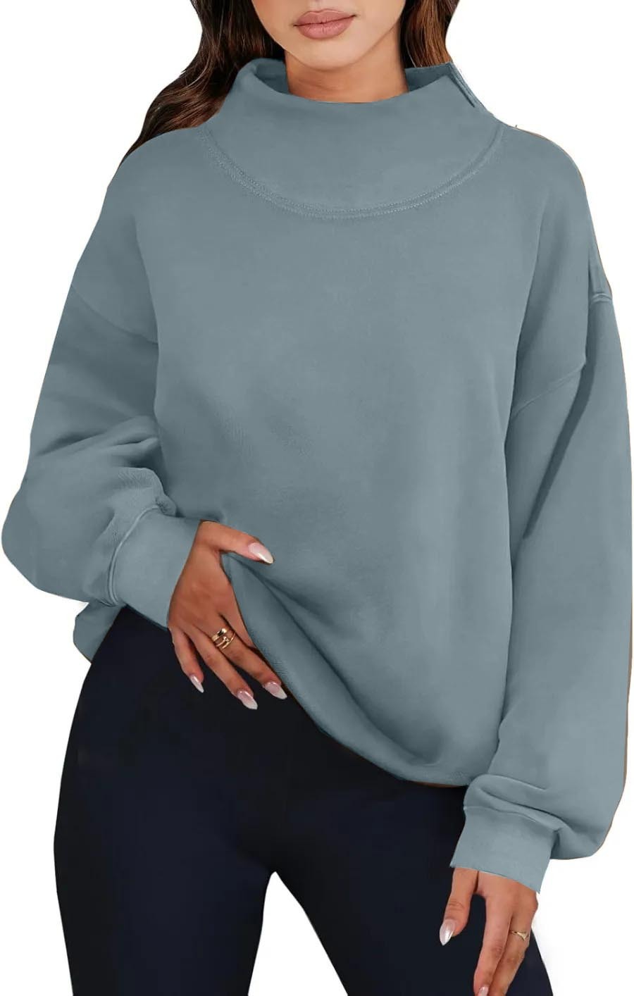 Womens Oversized Sweatshirts Turtleneck Pullover Long Sleeve Hoodies Tops（BUY 2 FREE SHIPPING)