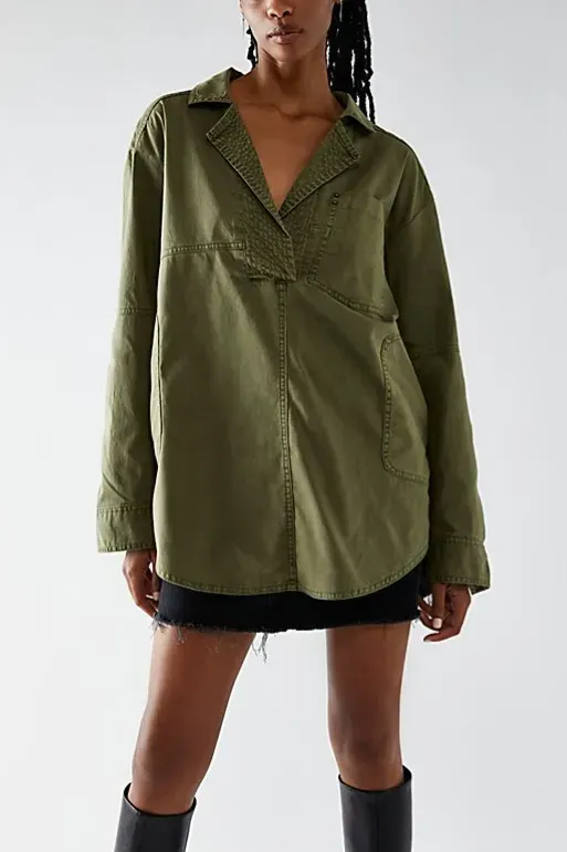 Women's V-Neck Denim Pullover Shirt (Buy 2 Free Shipping)