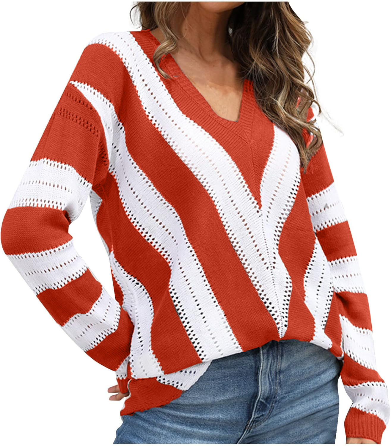 2024 FALL Striped V-neck casual sweater(BUY 2 FREE SHIPPING)