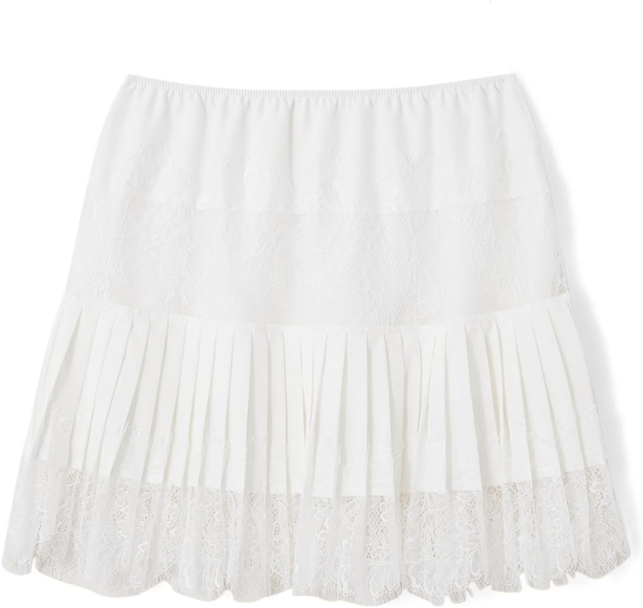 Women Y2K Black White Lace Mini Skirt Low Rise Half Slip Underskirt Ruffle Pleated Layered Flowy Short Skirts