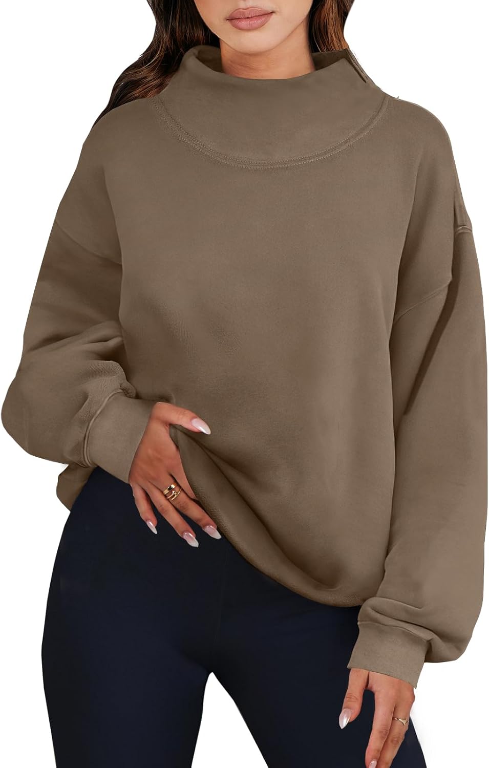Womens Oversized Sweatshirts Turtleneck Pullover Long Sleeve Hoodies Tops（BUY 2 FREE SHIPPING)