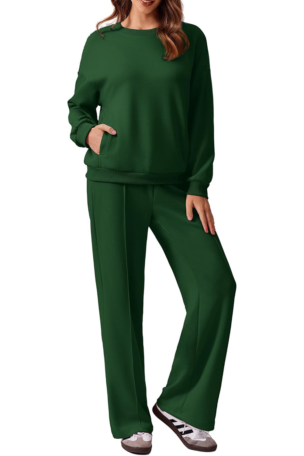Women's Long Sleeve Sweatshirt Drawstring Straight Pants Two-Piece Set(BUY 2 FREE SHIPPING)