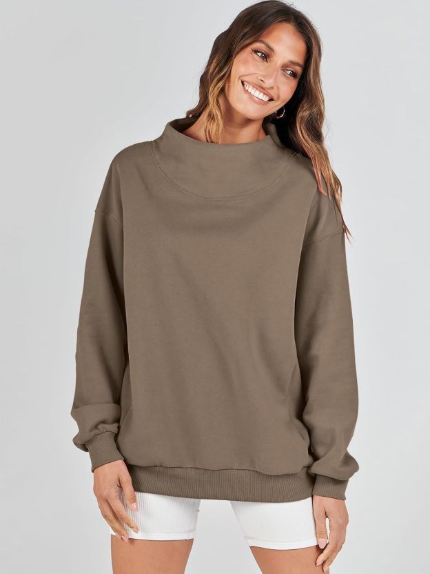 Womens Oversized Sweatshirts Turtleneck Pullover Long Sleeve Hoodies Tops（BUY 2 FREE SHIPPING)