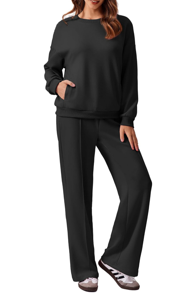 Women's Long Sleeve Sweatshirt Drawstring Straight Pants Two-Piece Set(BUY 2 FREE SHIPPING)