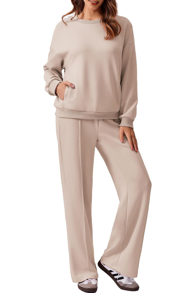 Women's Long Sleeve Sweatshirt Drawstring Straight Pants Two-Piece Set(BUY 2 FREE SHIPPING)