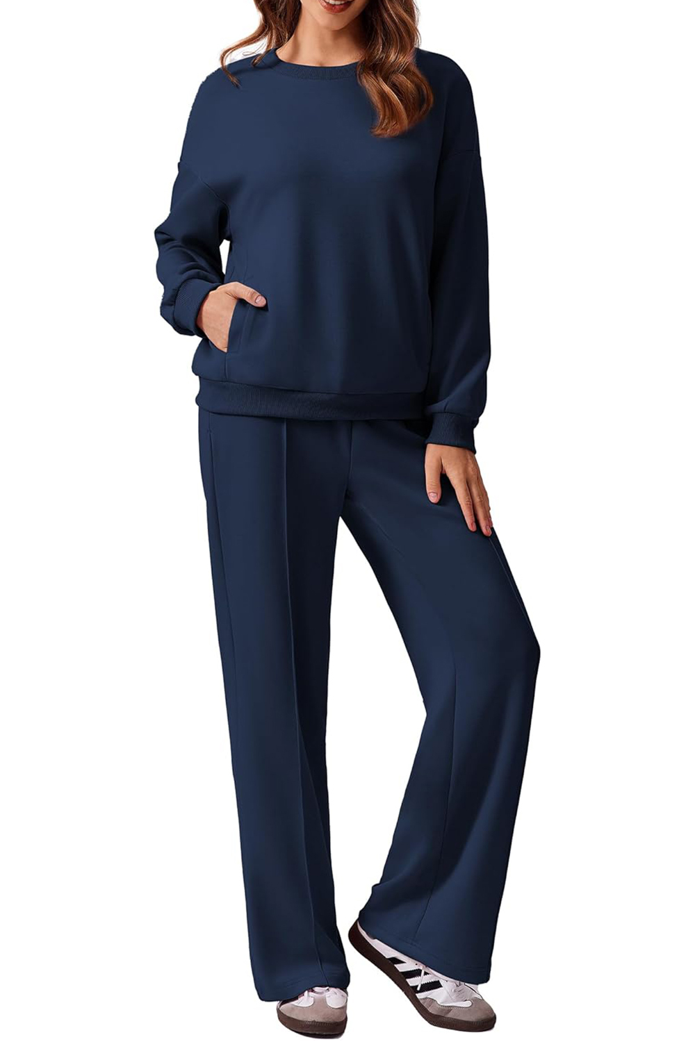 Women's Long Sleeve Sweatshirt Drawstring Straight Pants Two-Piece Set(BUY 2 FREE SHIPPING)
