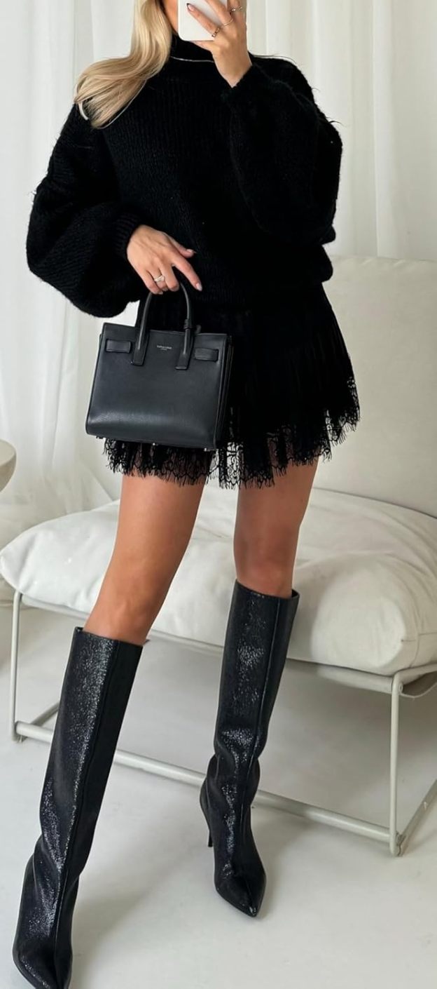 Women Y2K Black White Lace Mini Skirt Low Rise Half Slip Underskirt Ruffle Pleated Layered Flowy Short Skirts