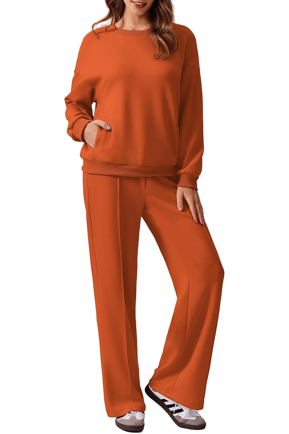 Women's Long Sleeve Sweatshirt Drawstring Straight Pants Two-Piece Set(BUY 2 FREE SHIPPING)
