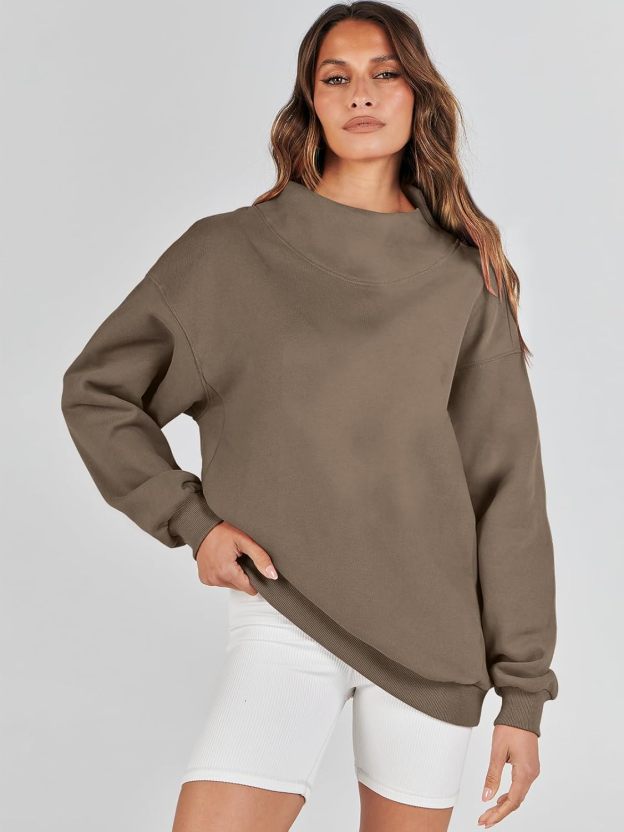 Womens Oversized Sweatshirts Turtleneck Pullover Long Sleeve Hoodies Tops（BUY 2 FREE SHIPPING)