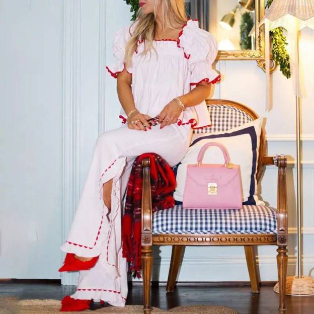 Women Pajama Set, Stripes/Plaid Short Sleeve Square Neck T-shirt with Pants Sleepwear Loungewear（buy 2 free shipping)