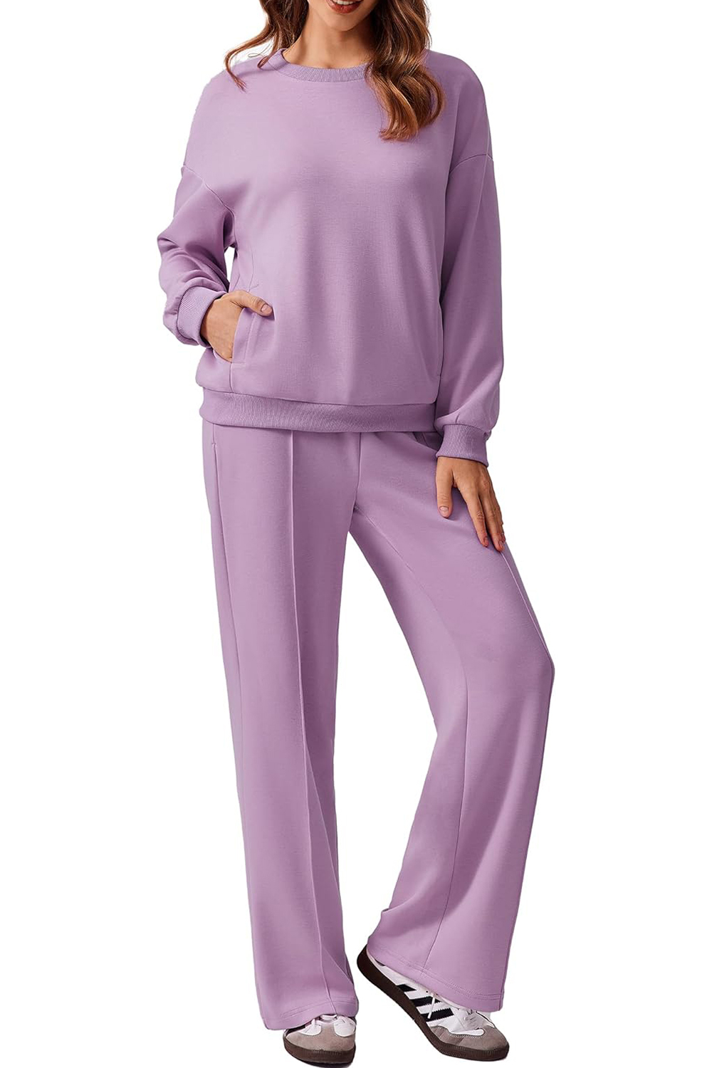 Women's Long Sleeve Sweatshirt Drawstring Straight Pants Two-Piece Set(BUY 2 FREE SHIPPING)