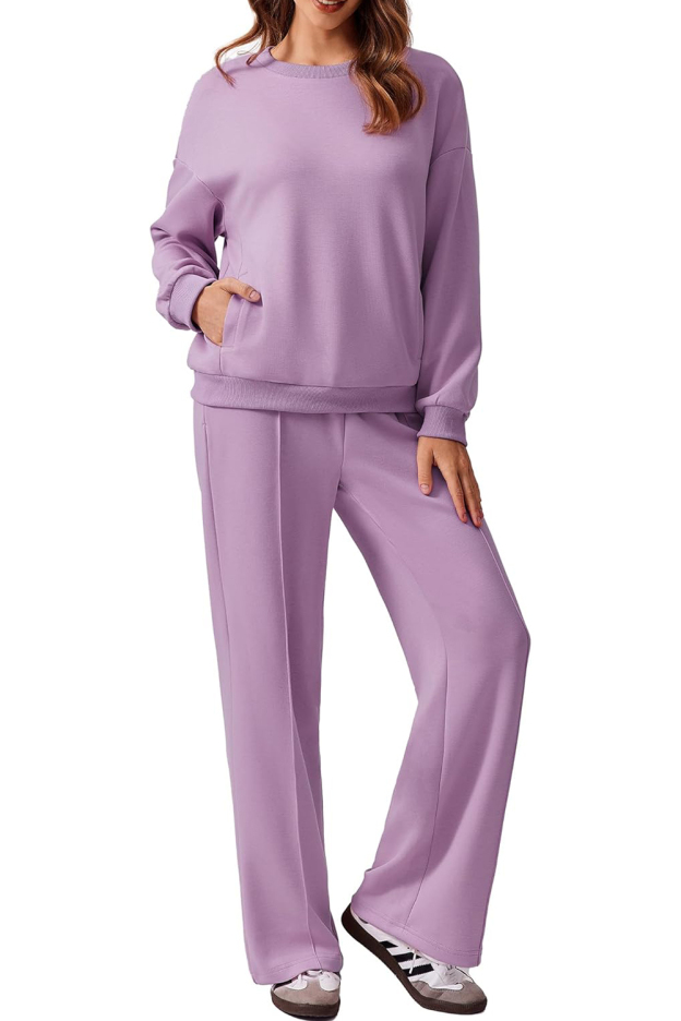Women's Long Sleeve Sweatshirt Drawstring Straight Pants Two-Piece Set(BUY 2 FREE SHIPPING)