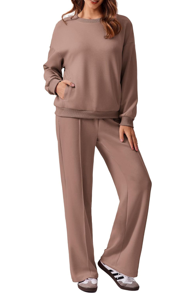Women's Long Sleeve Sweatshirt Drawstring Straight Pants Two-Piece Set(BUY 2 FREE SHIPPING)