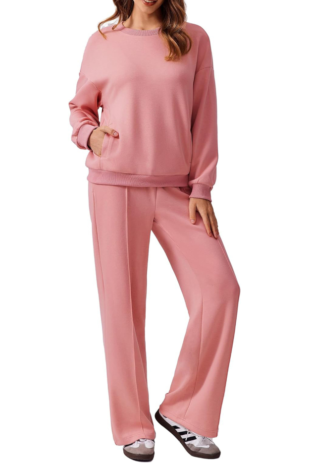 Women's Long Sleeve Sweatshirt Drawstring Straight Pants Two-Piece Set(BUY 2 FREE SHIPPING)