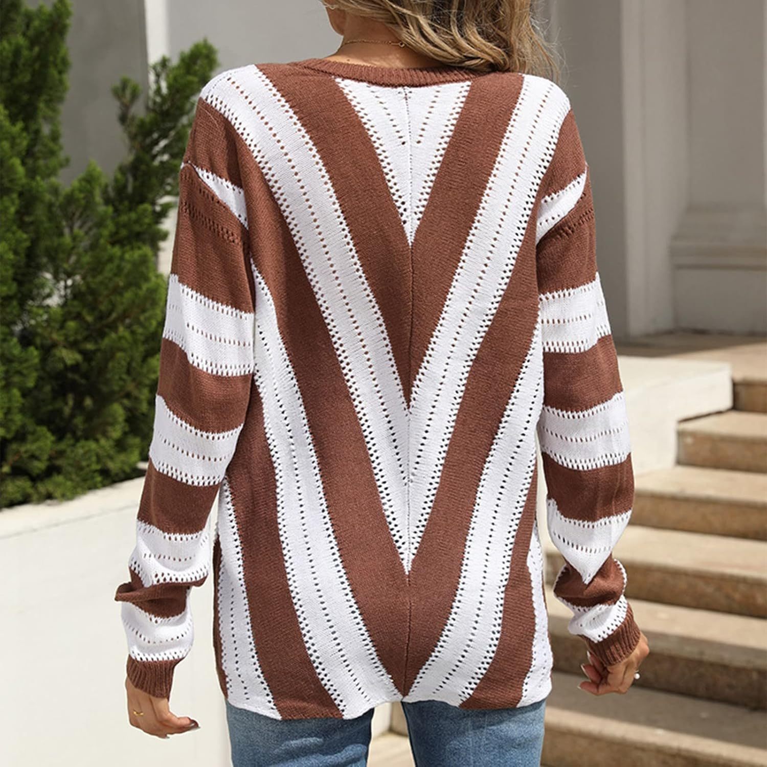 2024 FALL Striped V-neck casual sweater(BUY 2 FREE SHIPPING)