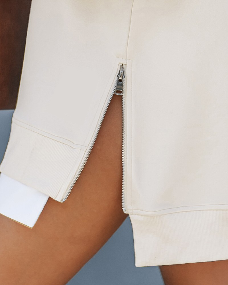 Limited time sale🔥Women’s Long Sleeve Pullover Sweatshirt Zipper Slit Casual Dress(Buy 2 Free Shipping)