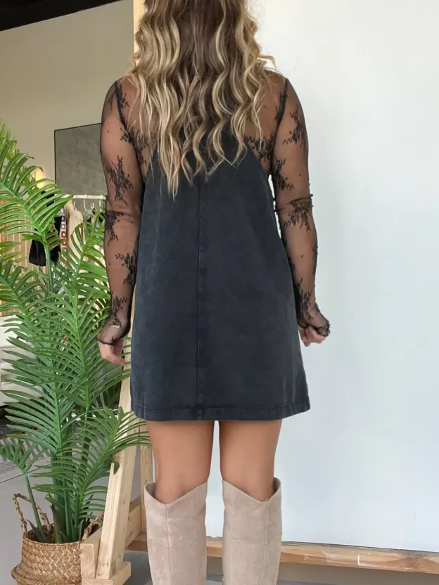 Washed Denim Overall Dress (Buy 2 Free Shipping)