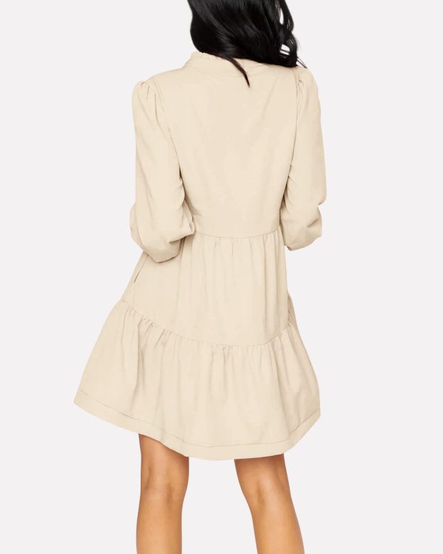 Women's  Casual V Neck Fall Long Sleeve Loose Ruffle Tiered Dress