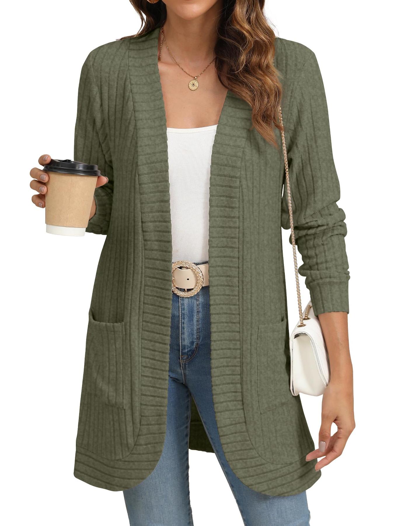 ⏰Hot Sale-Women's Open Front Casual Knit Cardigan with Pockets (Buy 2 Free Shipping)