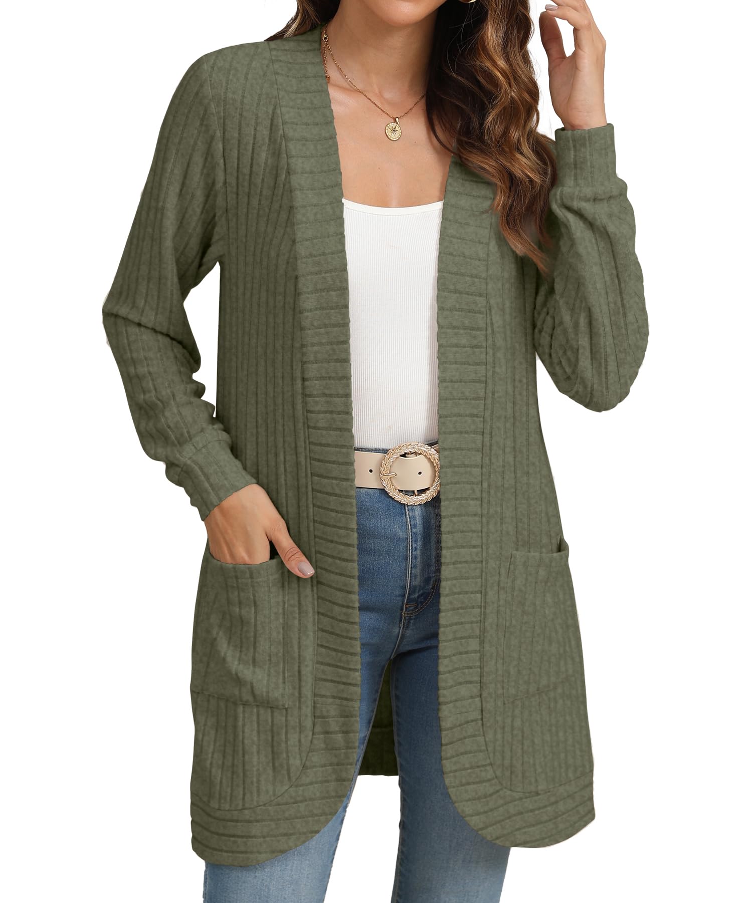 ⏰Hot Sale-Women's Open Front Casual Knit Cardigan with Pockets (Buy 2 Free Shipping)