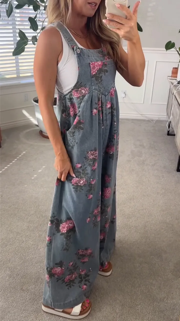 Printed Pocket Casual Denim Overalls(BUY 2 FREE SHIPPING)